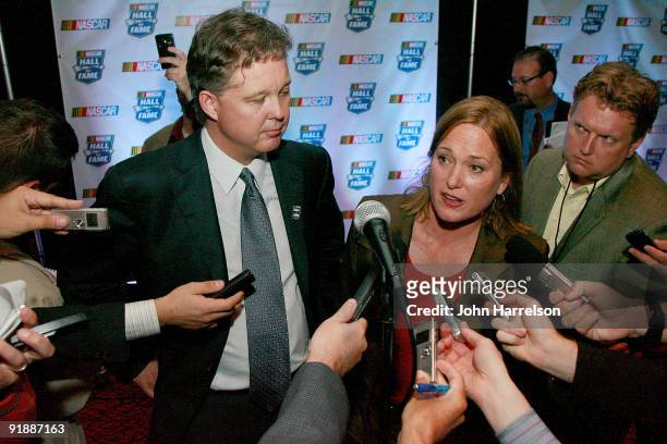 Nascar CEO Brian France and International Speedway President Lesa France Kennedy speak to the media after the Hall of Fame announcementsÊon October...