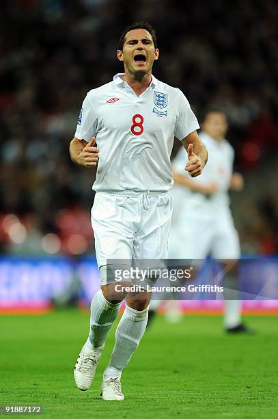 Frank Lampard of England in action during the FIFA 2010 World Cup Qualifying Group 6 match between England and Belarus at Wembley Stadium on October...