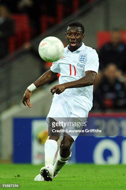 Shaun Wright-Phillips of England in action during the FIFA 2010 World Cup Group 6 Qualifying match between England and Belarus at Wembley Stadium on...
