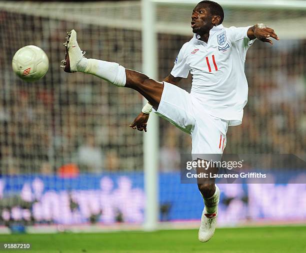 Shaun Wright-Phillips of England in action during the FIFA 2010 World Cup Group 6 Qualifying match between England and Belarus at Wembley Stadium on...