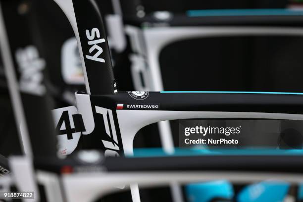 Michal Kwiatkowski's bicycle of Team Sky before the 2nd stage of the cycling Tour of Algarve between Sagres and Alto do Foia, on February 15, 2018.