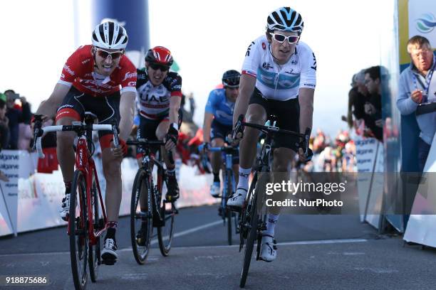 Bauke Mollema of of Trek-Segafredo and Geraint Thomas of Team Sky during the 2nd stage of the cycling Tour of Algarve between Sagres and Alto do...