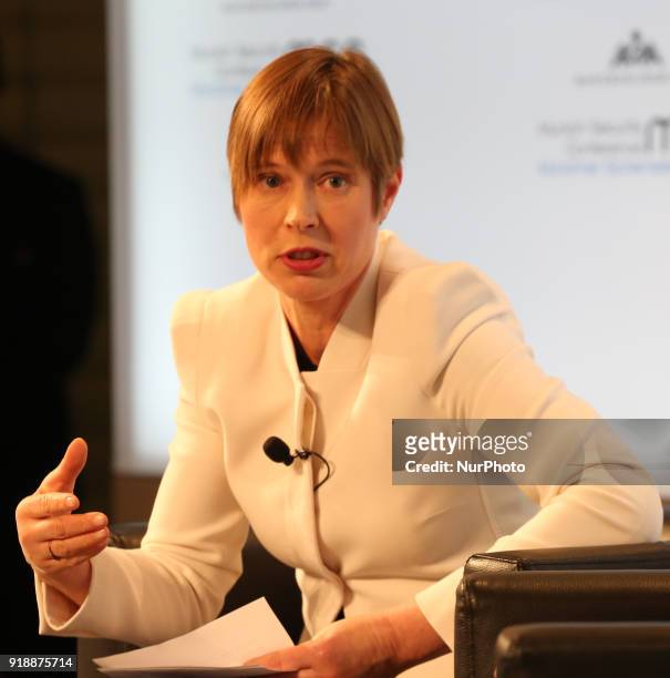 Kersti Kaljulaid talking about AI, in Munich, Germany, on February 15, 2018. Today the first panel of the Munich Security Conference was held....