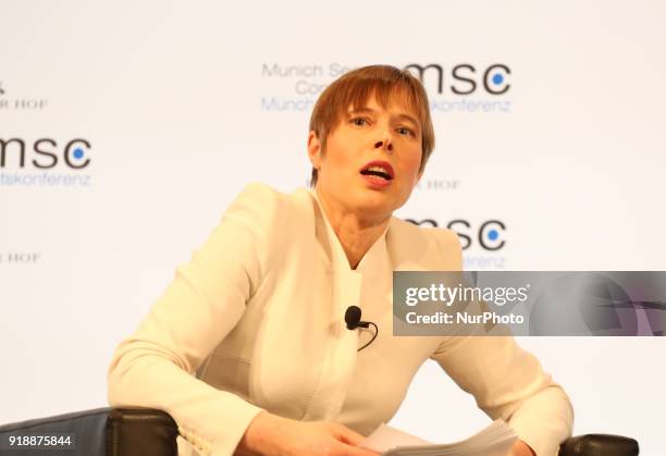 Kersti Kaljulaid talking about AI, in Munich, Germany, on February 15, 2018. Today the first panel of the Munich Security Conference was held....