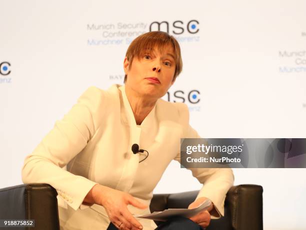 Kersti Kaljulaid talking about AI, in Munich, Germany, on February 15, 2018. Today the first panel of the Munich Security Conference was held....