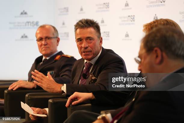 Former danish prime minister Anders Fogh Rasmussen is talking at the panel about AI, in Munich, Germany, on February 15, 2018. Today the first panel...