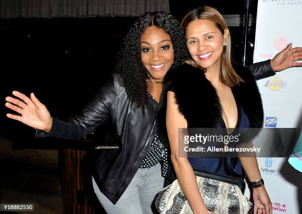 Actress Tiffany Haddish and Dorys Madden attend the NBA All-Star Bowling Classic at Lucky Strike LA Live on February 15, 2018 in Los Angeles,...