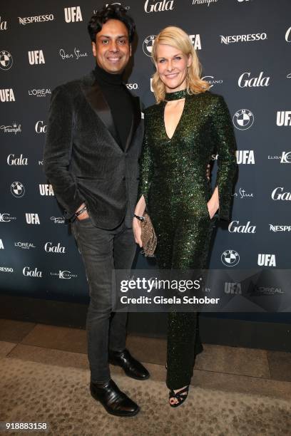 Natascha Gruen and her boyfriend Param Multani during the Berlin Opening Night by GALA and UFA Fiction at Das Stue on February 15, 2018 in Berlin,...