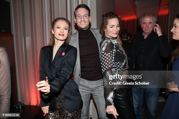 Alina Levshin, Vladimir Burlakov, Alexandra Kamp during the Berlin Opening Night by GALA and UFA Fiction at Das Stue on February 15, 2018 in Berlin,...