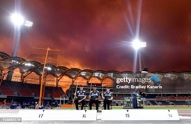 James Shemaiah competes in the final of the Men's triple jump event during the Australian Athletics Championships & Nomination Trials at Carrara...