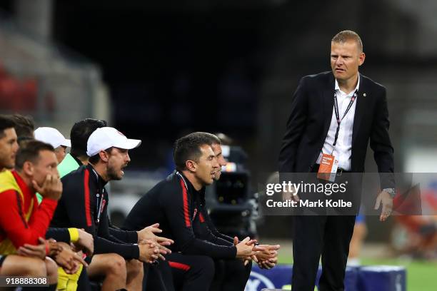 Wanderer head coach Josep Gombau shows his frustration after a goal was disallowed by the VAR during the round 20 A-League match between the Western...