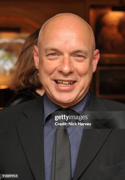 Music producer Brian Eno attends a private dinner for Brioni hosted by Bryan Ferry at Annabel's on October 14, 2009 in London, England.