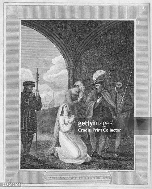 'Anne Bullen, Committed to the Tower', 1838. Anne Boleyn , Queen of England from 1533 to 1536 as the second wife of King Henry VIII. From The History...