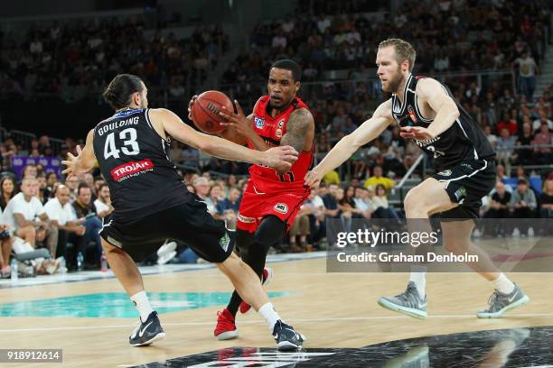 Bryce Cotton of the Wildcats drives at the basket during the round 19 NBL match between Melbourne United and the Perth Wildcats at Hisense Arena on...