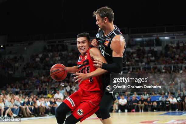 Jarrod Kenny of the Wildcats in action during the round 19 NBL match between Melbourne United and the Perth Wildcats at Hisense Arena on February 16,...