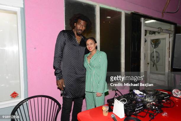 Amare Stoudemire and Venus X attend Amare Stoudemire hosts ART OF THE GAME art show presented by Sotheby's and Joseph Gross Gallery on February 15,...