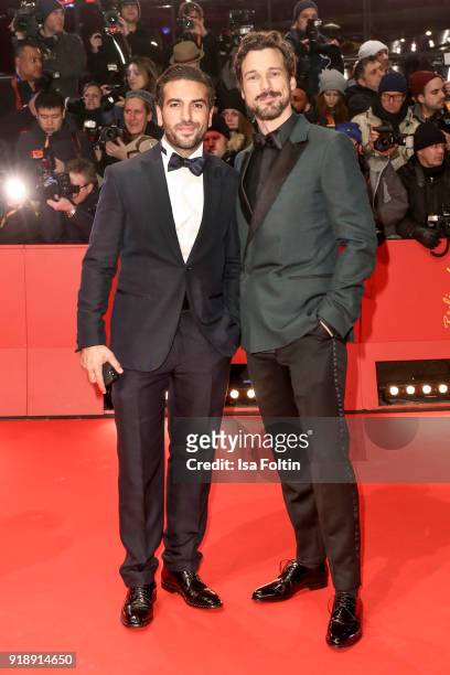German actors Elyas M'Barek and Florian David Fitz attend the Opening Ceremony & 'Isle of Dogs' premiere during the 68th Berlinale International Film...