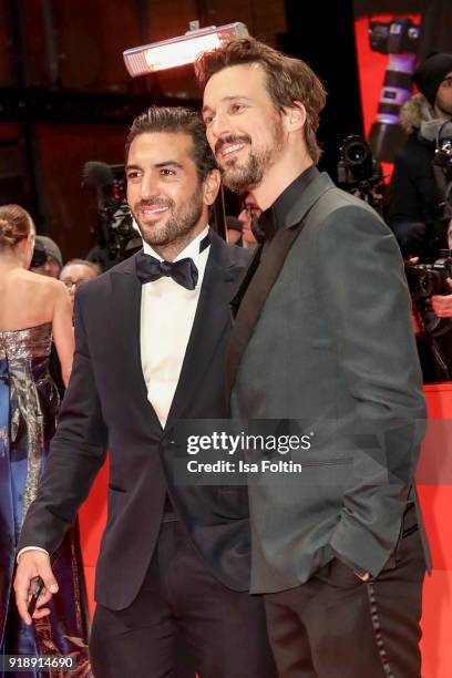 German actors Elyas M'Barek and Florian David Fitz attend the Opening Ceremony & 'Isle of Dogs' premiere during the 68th Berlinale International Film...