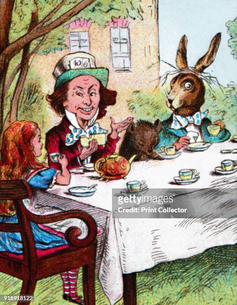 'Alice at the Mad Hatter's Tea Party', c1910. From Alice in Wonderland, by Lewis Carroll. [W. Butcher & Sons, London, c1910]Artist John Tenniel.