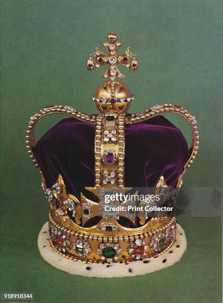 'St. Edward's Crown with which the Sovereign is crowned', 1953. St Edward's Crown, the official coronation crown of British monarchs and part of the...