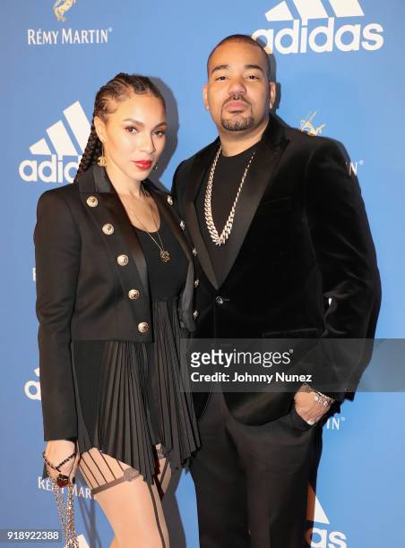 Gia Casey and DJ Envy attend Remy Martin Presents the Adidas Welcome to LA Cocktail Reception at Delilah on February 15, 2018 in West Hollywood,...