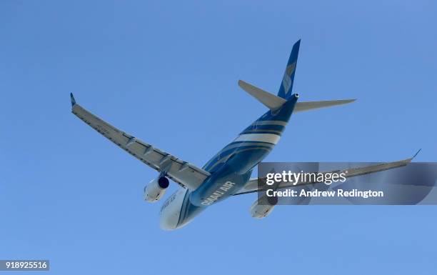 Plane flying low over the course during the second round of the NBO Oman Open at Al Mouj Golf on February 16, 2018 in Muscat, Oman.