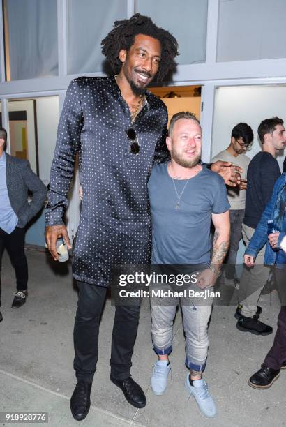 Amare Stoudemire and Joseph Gross at Amare Stoudemire hosts ART OF THE GAME art show presented by Sotheby's and Joseph Gross Gallery on February 15,...