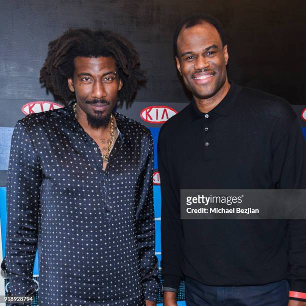 Amare Stoudemire and David Robinson at Amare Stoudemire hosts ART OF THE GAME art show presented by Sotheby's and Joseph Gross Gallery on February...