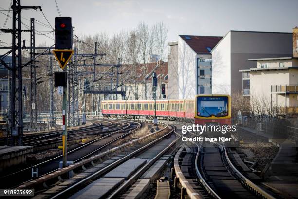 Suburban train is being pictured on February 14, 2018 in Berlin, Germany.