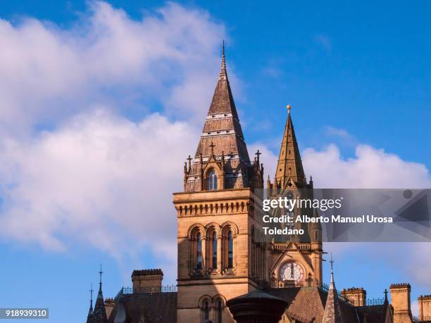 england, manchester, town hall clock tower - manchester town hall stockfoto's en -beelden