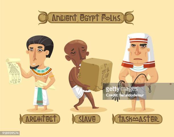 ancient egypt characters set - carving stock illustrations