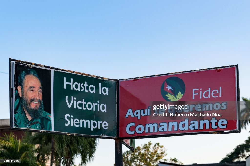 Fidel Castro photo with the signs 'Until Victory Forever'...