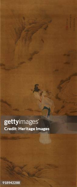 The goddess Magu with a basket of flowers, Qing Dynasty .