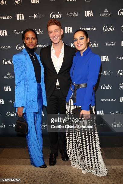 Sara Nuru, Daniel Donskoy and Nilam Farooq during the Berlin Opening Night by GALA and UFA Fiction at Das Stue on February 15, 2018 in Berlin,...