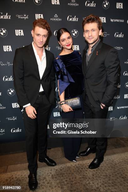 Daniel Donskoy Susan Hoecke and Steve Windolf during the Berlin Opening Night by GALA and UFA Fiction at Das Stue on February 15, 2018 in Berlin,...