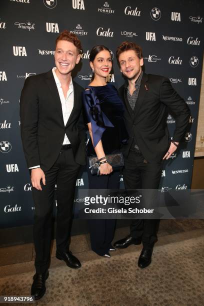 Daniel Donskoy Susan Hoecke and Steve Windolf during the Berlin Opening Night by GALA and UFA Fiction at Das Stue on February 15, 2018 in Berlin,...