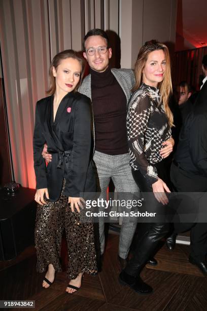Alina Levshin, Vladimir Burlakov, Alexandra Kamp during the Berlin Opening Night by GALA and UFA Fiction at Das Stue on February 15, 2018 in Berlin,...