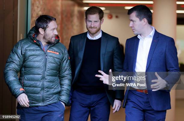 Prince Harry attends the England rugby team's open training session as they prepare for their next Natwest 6 Nations match, with Jonny Wilkinson at...