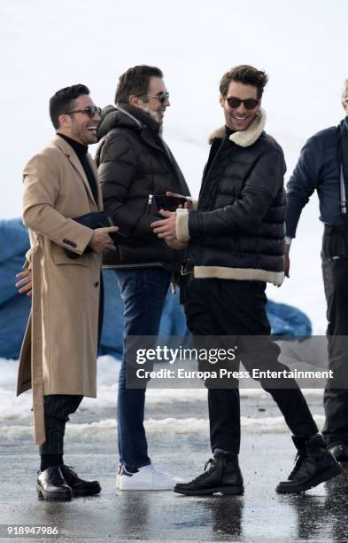 Miguel Angel Silvestre and Jon Kortajarena attend the opening of The Lodge Dom Perignon on February 15, 2018 in Baqueira Beret, Spain.