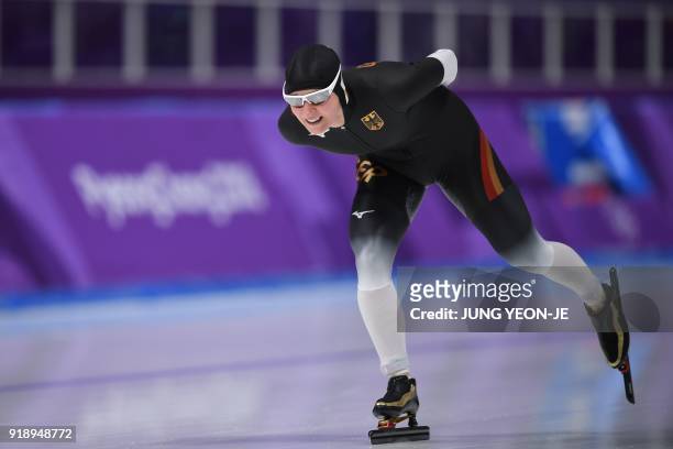 Germany's Claudia Pechstein competes in the women's 5,000m speed skating event during the Pyeongchang 2018 Winter Olympic Games at the Gangneung Oval...