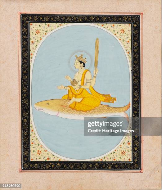 Vishnu as the fish avatar, Matsya, 1805-1815. Dimensions: height x width: mount 55.7 x 40.7 cmheight x width: page 26.7 x 22 cmheight x width:...