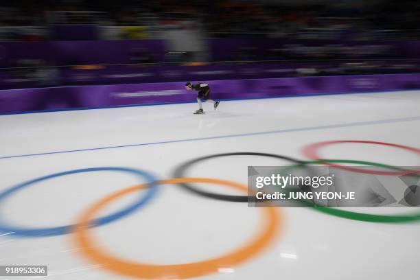 Germany's Claudia Pechstein competes in the women's 5,000m speed skating event during the Pyeongchang 2018 Winter Olympic Games at the Gangneung Oval...