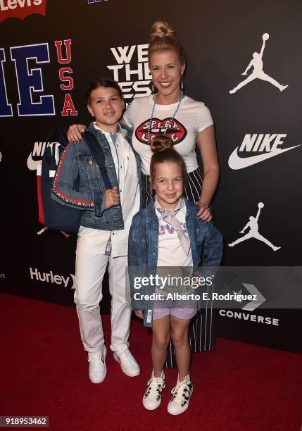 Zoie Laurel May Herpin, Jodie Sweetin and Beatrix Carlin Sweetin Coyle attends the 2018 Rookie USA Show at Milk Studios on February 15, 2018 in Los...