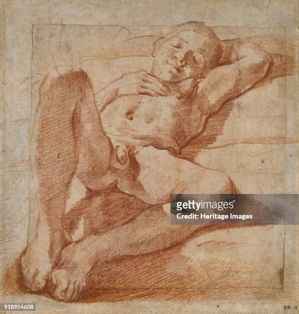 Study of a nude Boy, 1575-1619. Dimensions: height x width: sheet 23.7 x 22.3 cm