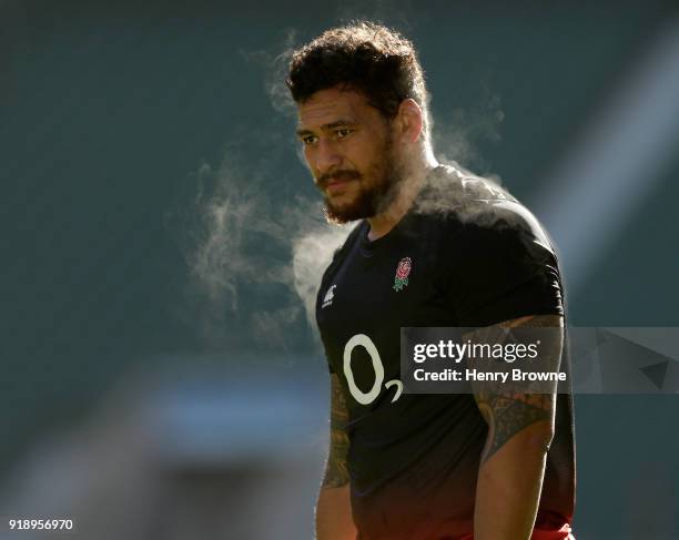 Nathan Hughes of England during an England Rugby training session at Twickenham Stadium on February 16, 2018 in London, England.