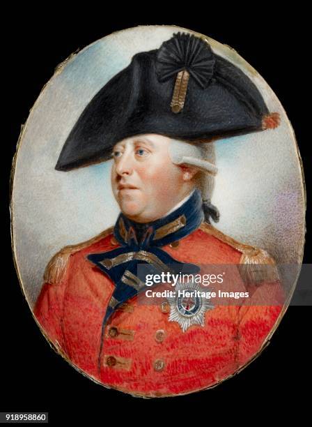 Portrait of King George III in oval frame, 18th century. Dimensions: undefined: 111.65 x 86.9 cmheight x width x depth: frame 131 x 97.4 mm, 9.4 deep