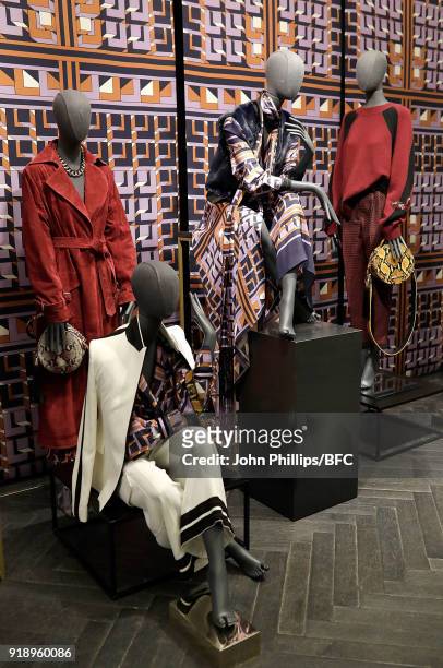 The Amanda Wakeley presentation during London Fashion Week February 2018 at 18 Albemarle Street on February 16, 2018 in London, England.