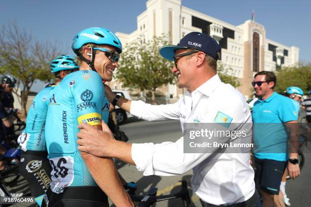 9th Tour of Oman 2018 / Stage 4 Arrival / Magnus Cort Nielsen of Denmark Celebration / Alexander Vinokourov Team Astana owner / Yiti-Al Sifah -...