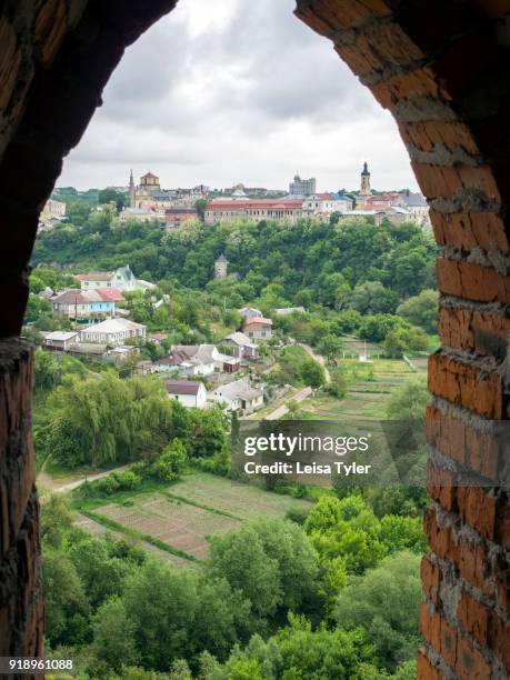 View over the old town of Kamianets-Podilskyi from 13th Century Kamianets-Podilskyi Castle, Ukraine.