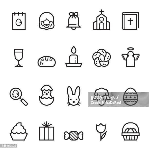 復活節細線圖示 - easter bunny 幅插畫檔、美工圖案、卡通及圖標